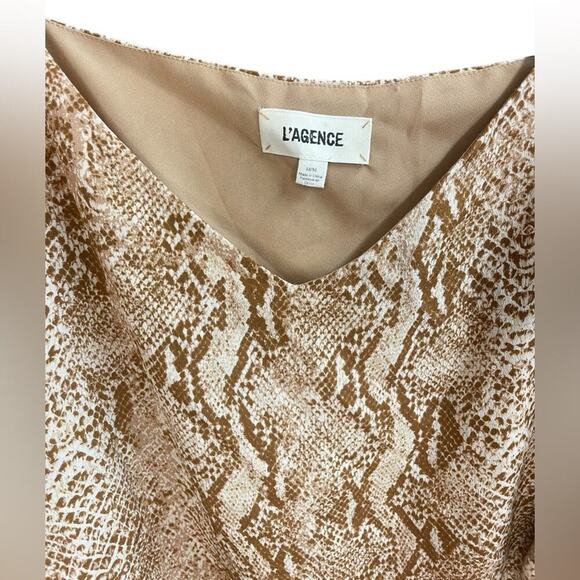 L’AGENCE Jane Silk Camisole Tank Top in Brown Snakeskin Sz Medium EUC $240 MSRP - Picture 4 of 11